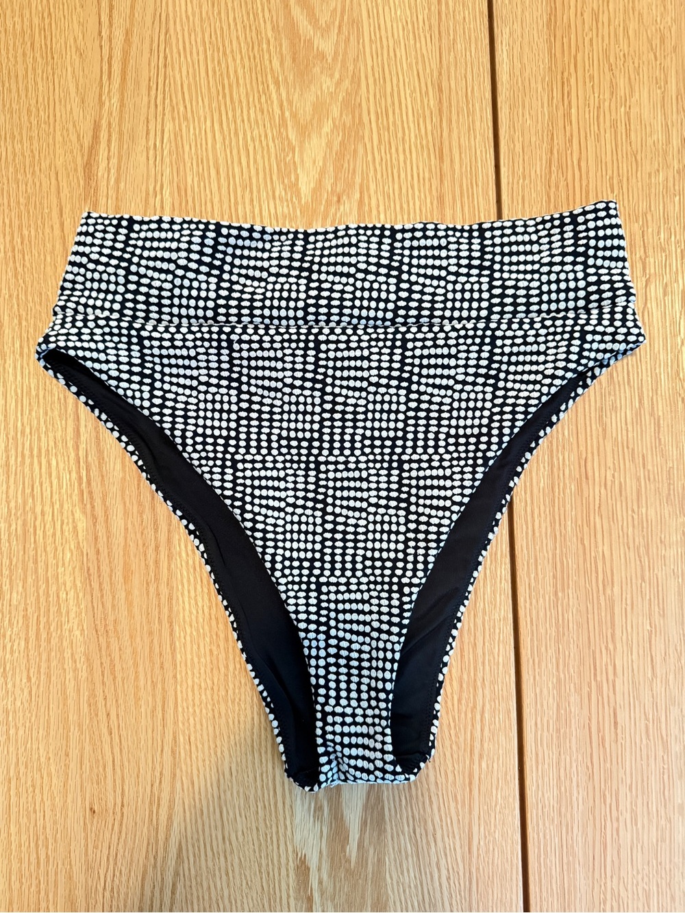Aerie High Cut Cheeky Black & White Polka Dot Bikini Bottoms XL
